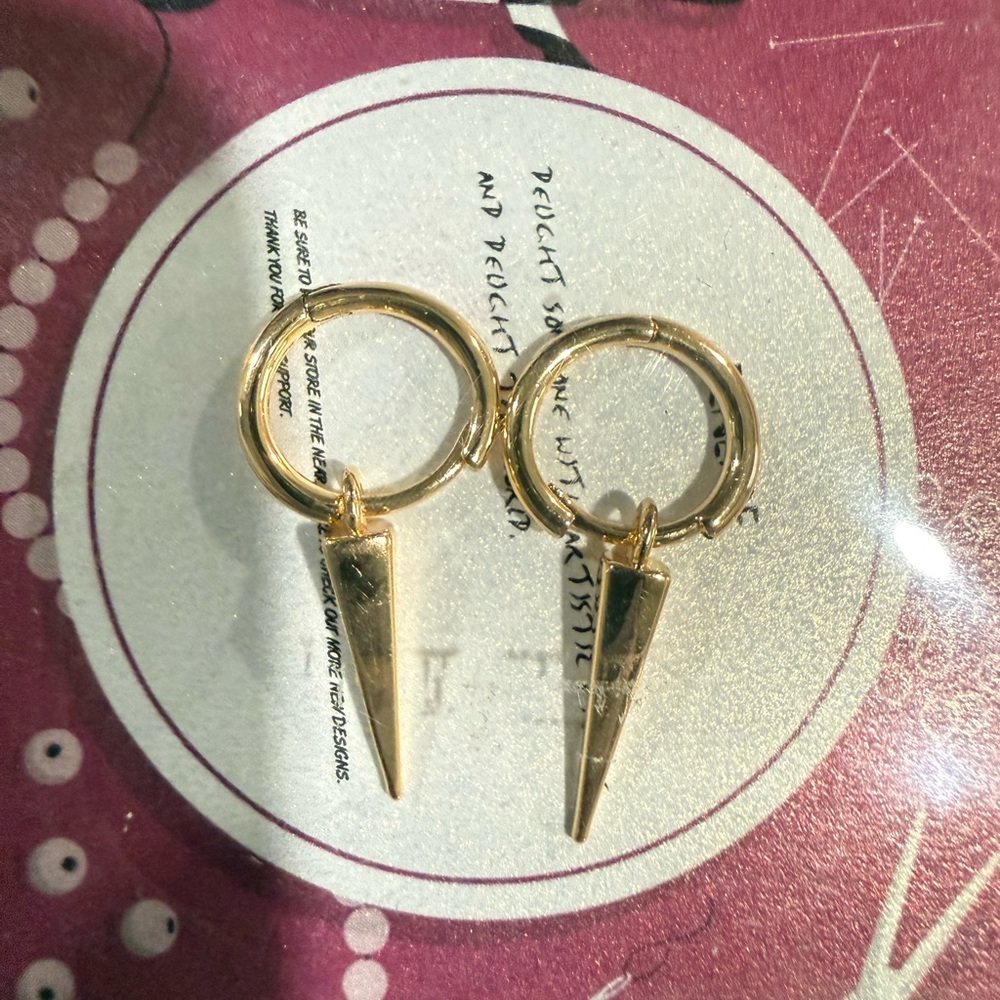 Gold Spike Hoop Earrings
